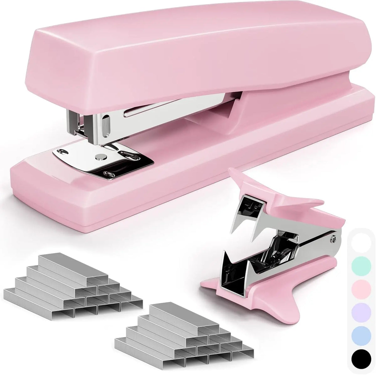 Pink Office Stapler 25 Sheet Capacity with 2000 Staples and Staple Remover for Students and Office Clerks
