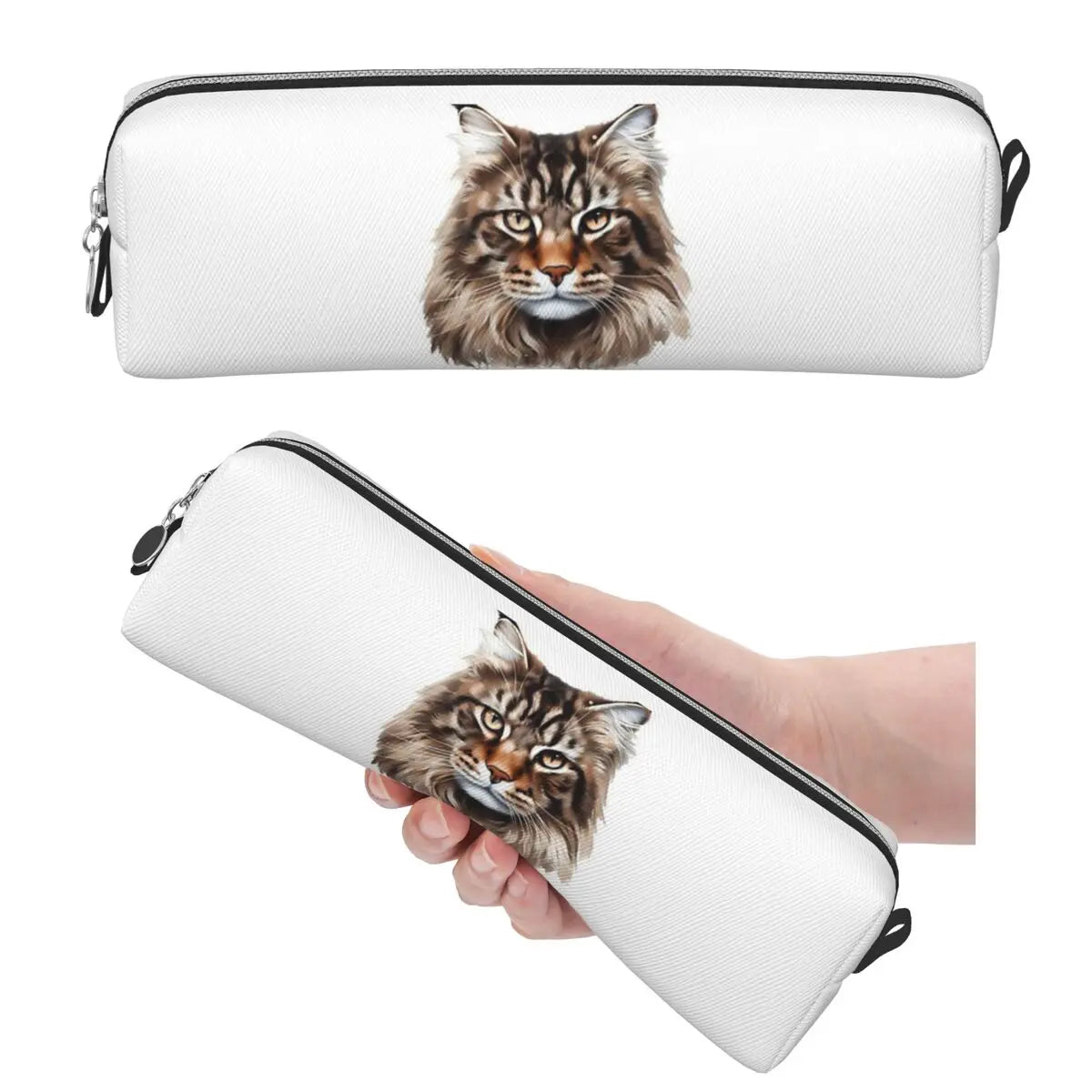 Maine Coon Cat Pencil Cases for Student School Pen Box Pencil Bag Large Storage Pencil Pouch Storage Stationery Supplies