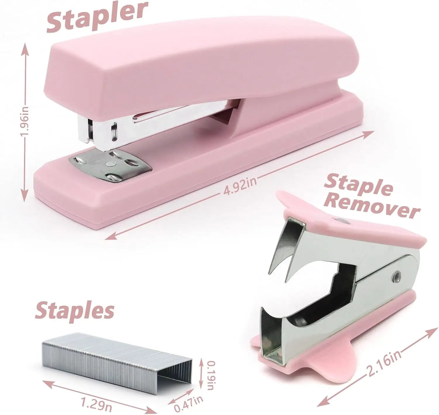 Pink Office Stapler 25 Sheet Capacity with 2000 Staples and Staple Remover for Students and Office Clerks