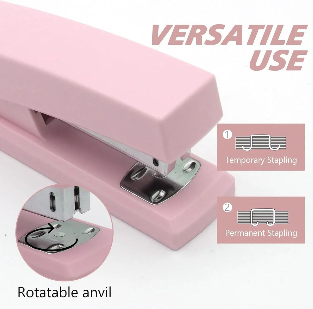 Pink Office Stapler 25 Sheet Capacity with 2000 Staples and Staple Remover for Students and Office Clerks